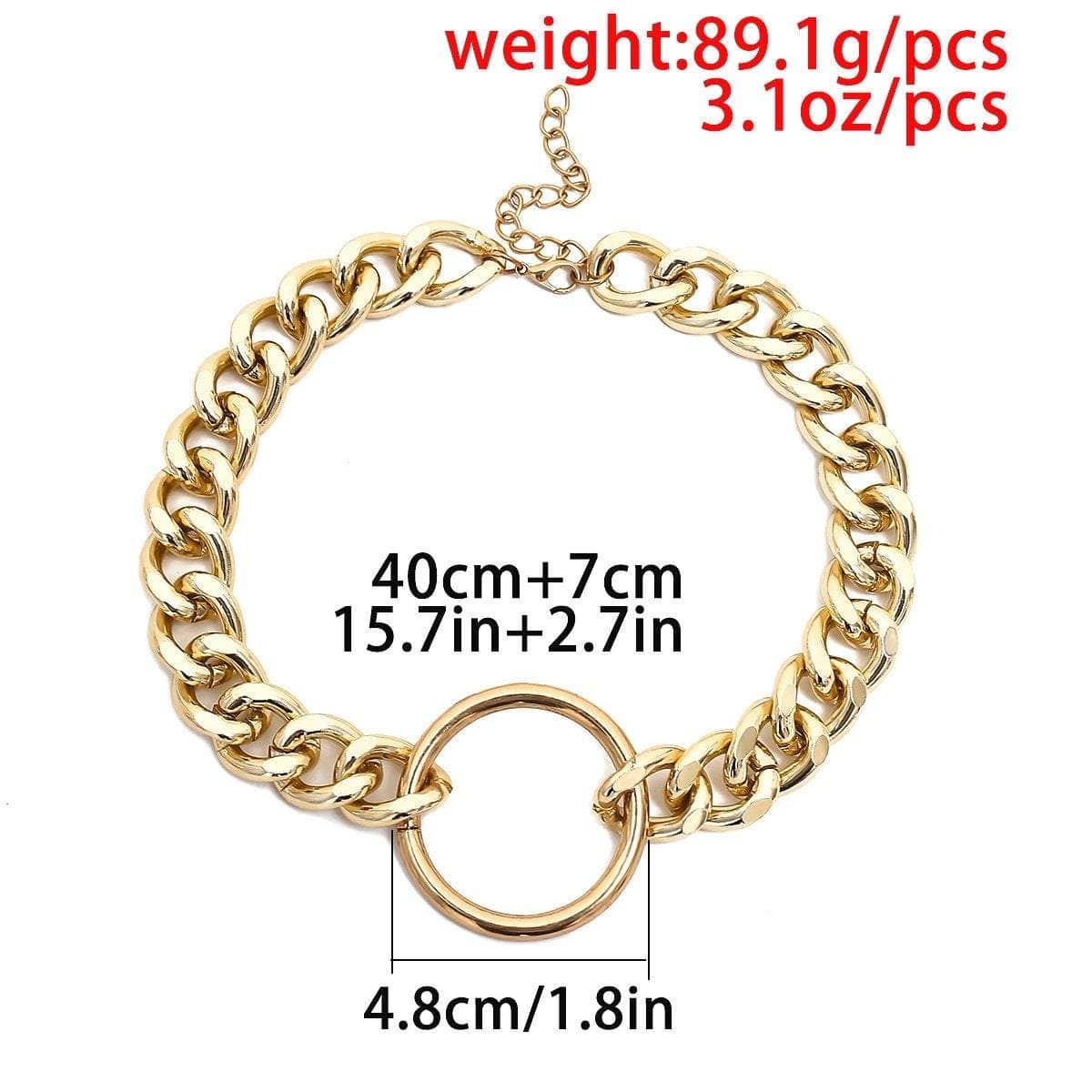 Chunky Curb Link Chain Halo Pendant Choker Necklace