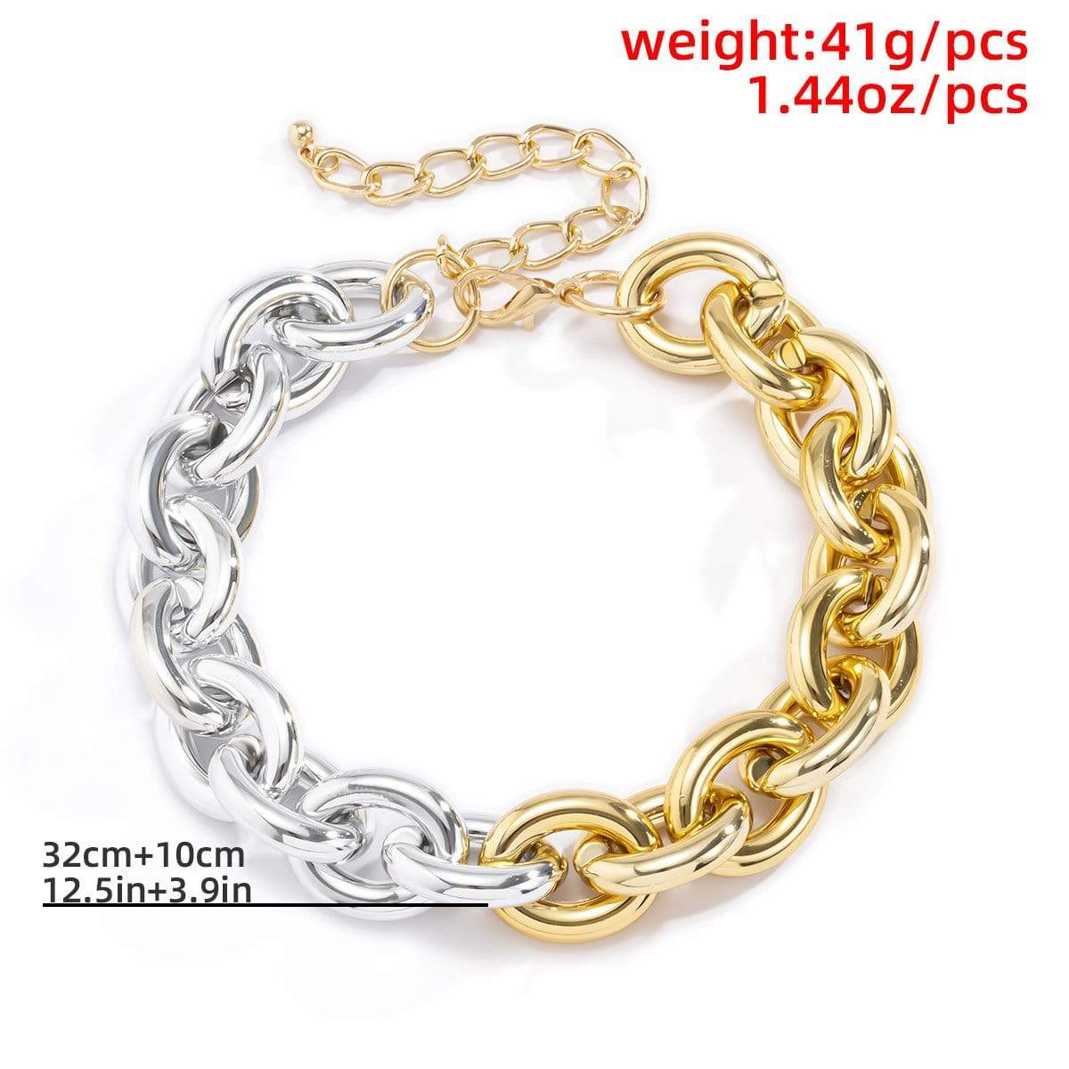 Chunky Two Tone Oval Link Chain Choker Necklace