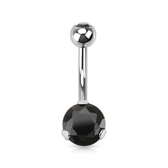 Classic Black CZ 8mm Gem Surgical Steel Belly Button Navel Ring