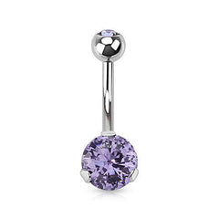 Classic Tanzanite CZ 8mm Gem Surgical Steel Belly Button Navel Ring