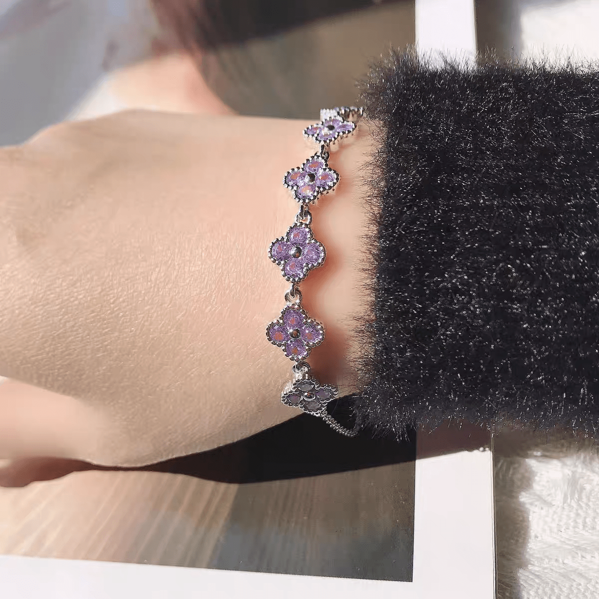 Colorful Crystal Clover Bracelet