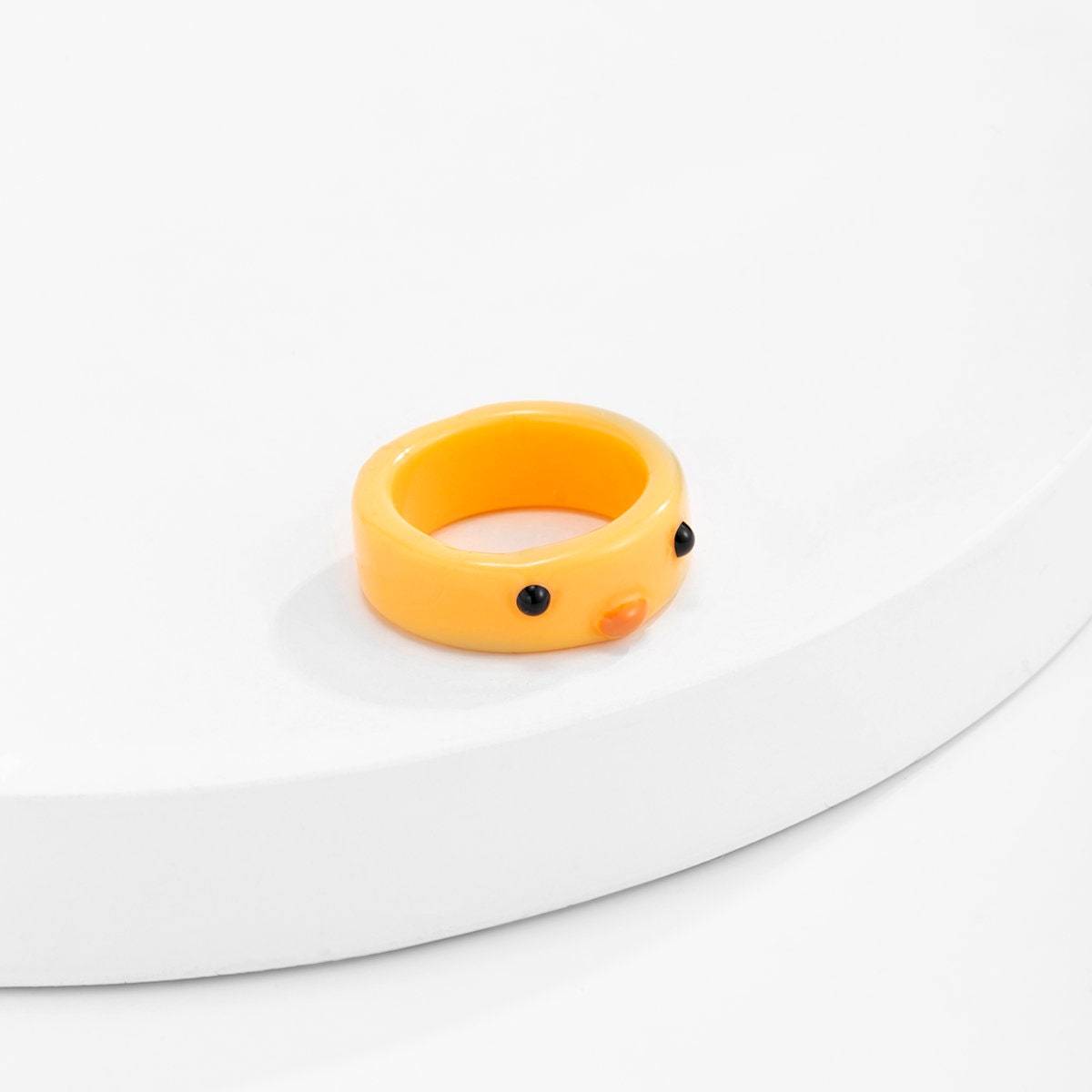 Colorful Resin Duck Pattern Ring