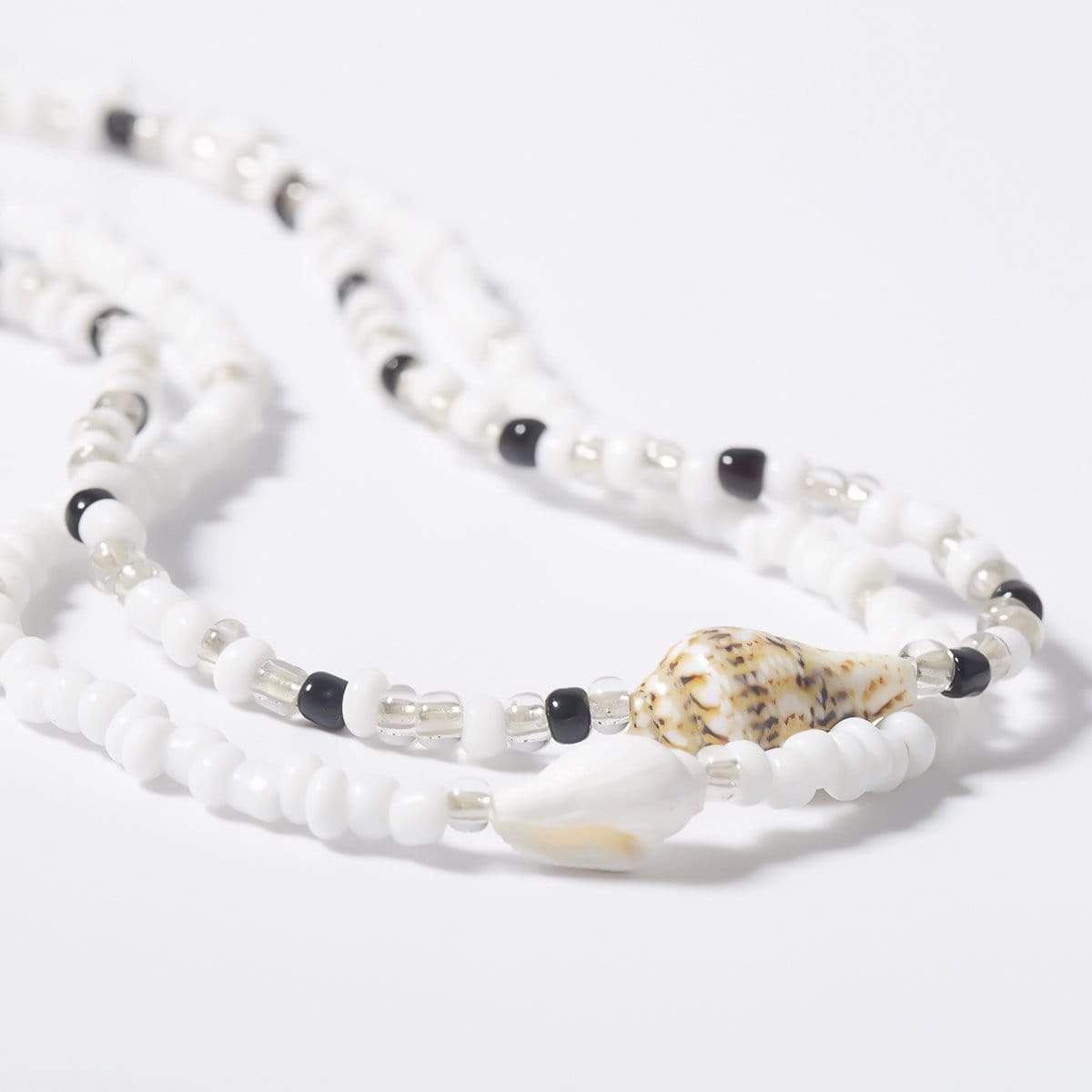 Conch Shell Pendant Seed Bead Chain Choker Necklace