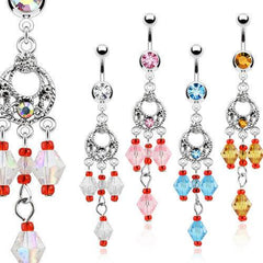 Bauchnabelpiercing im Vintage-Stil mit Kristallperlen 