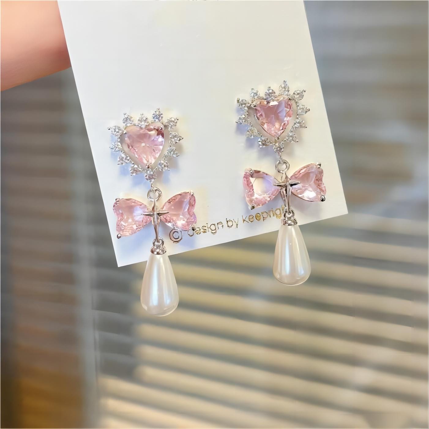 Crystal Bowknot Heart Dangle Earrings