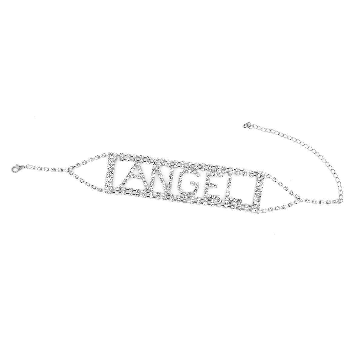 Crystal Inlaid Rhinestone Hollow ANGEL Choker Necklace