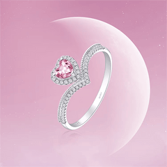 Cubic Zirconia Inlaid Diamond Heart Ring