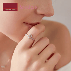 Cubic Zirconia Inlaid Diamond Heart Ring