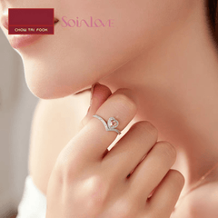 Cubic Zirconia Inlaid Diamond Heart Ring