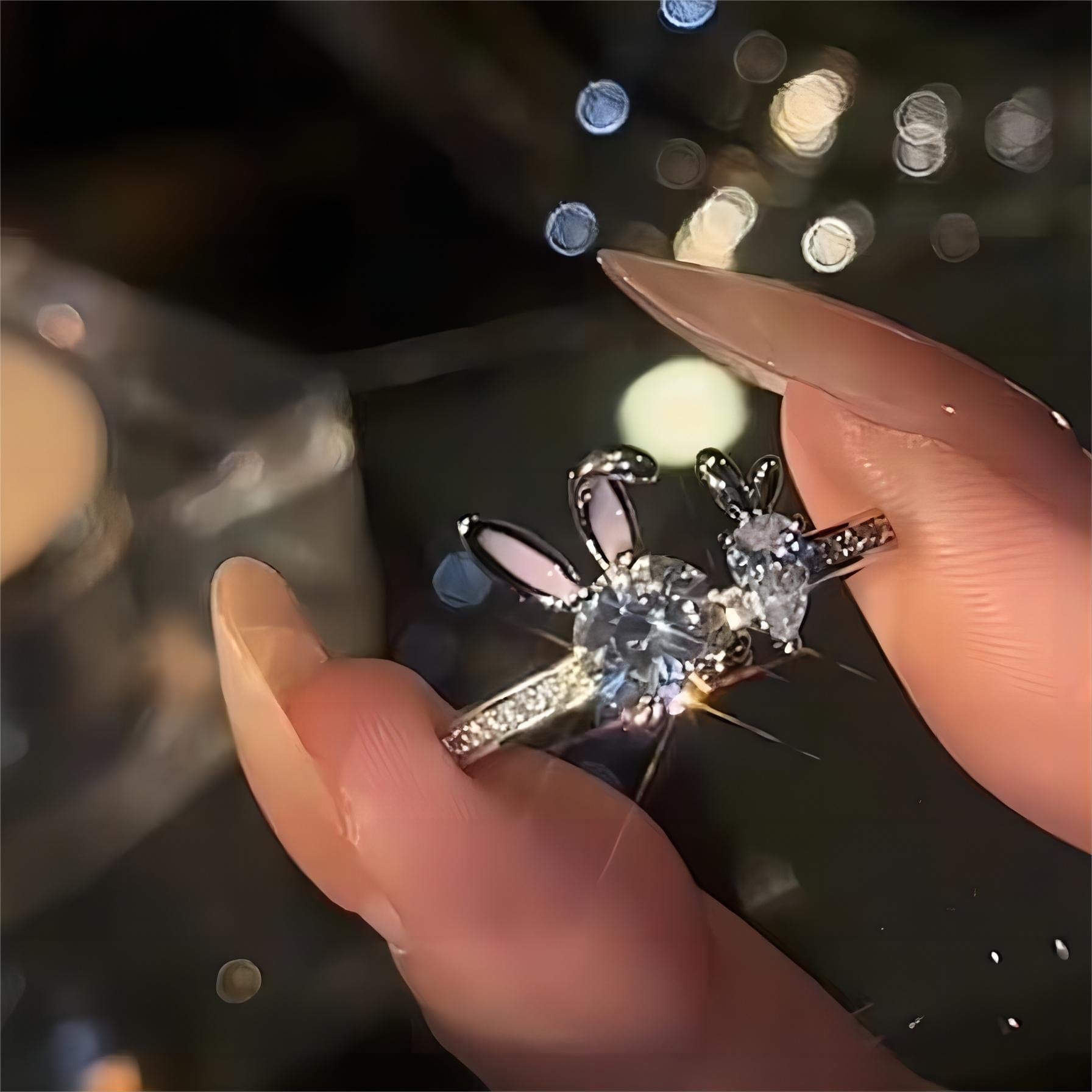 Cute Crystal Carrot Rabbit Ring