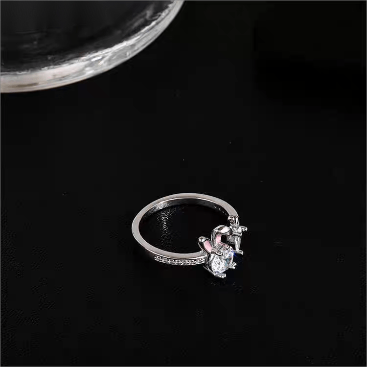 Cute Crystal Carrot Rabbit Ring