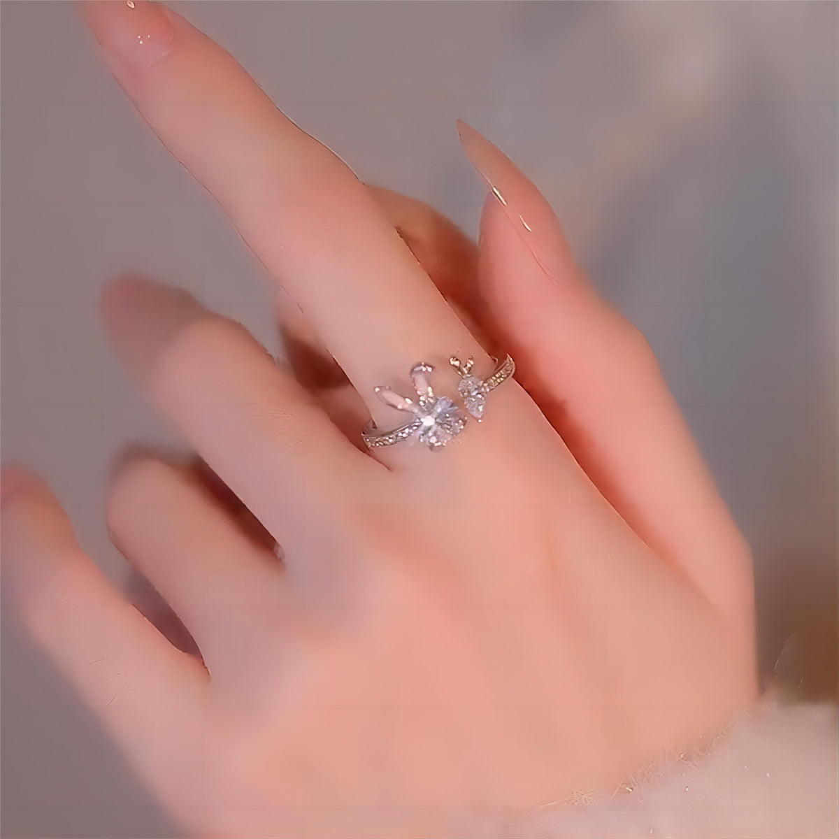 Cute Crystal Carrot Rabbit Ring