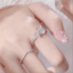 Cute Crystal Carrot Rabbit Ring