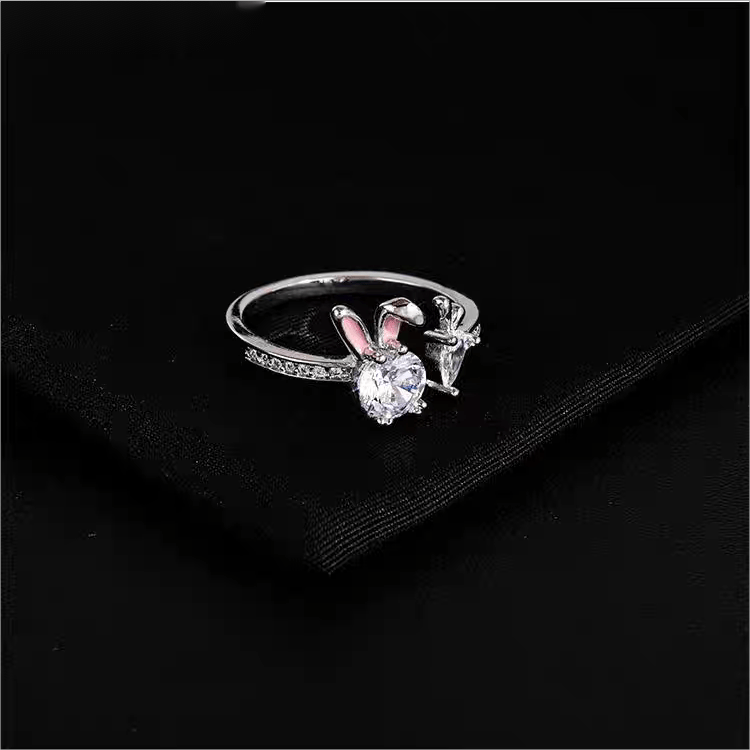 Cute Crystal Carrot Rabbit Ring