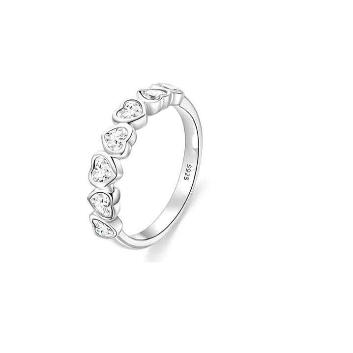 Cute CZ Inlaid Heart Matching Ring