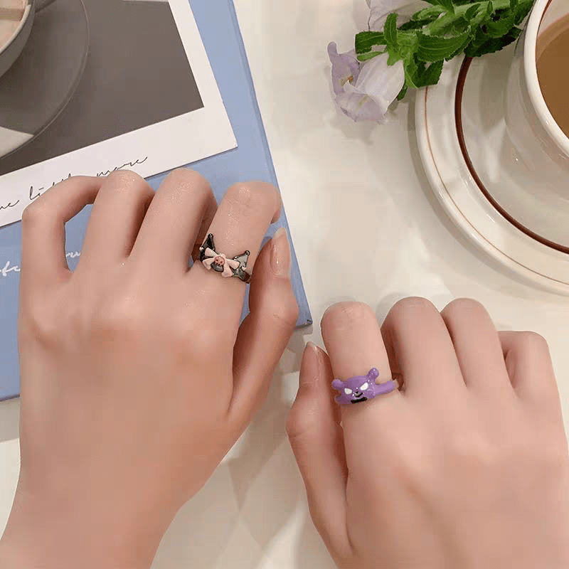 Cute Enamel Kuromi Baku Matching Ring