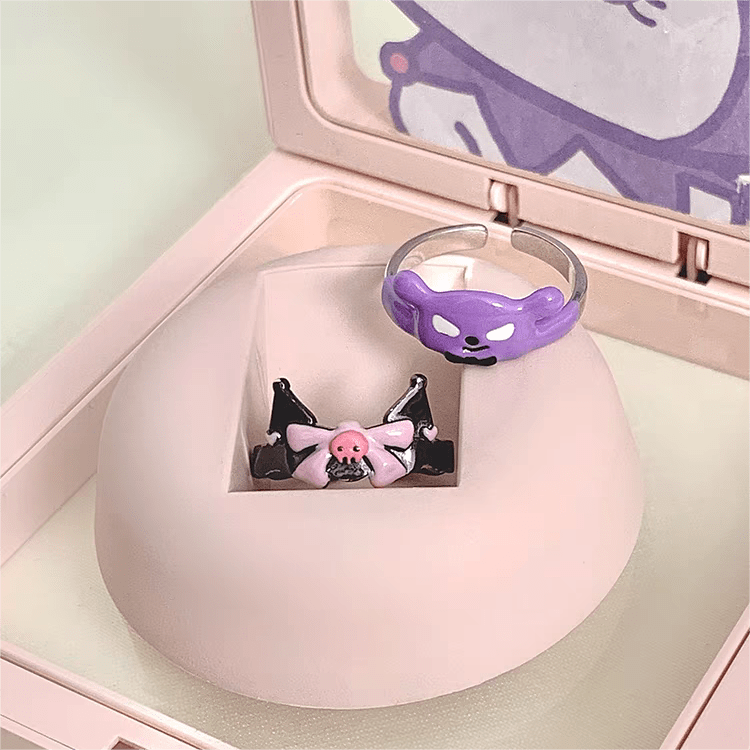 Cute Enamel Kuromi Baku Matching Ring