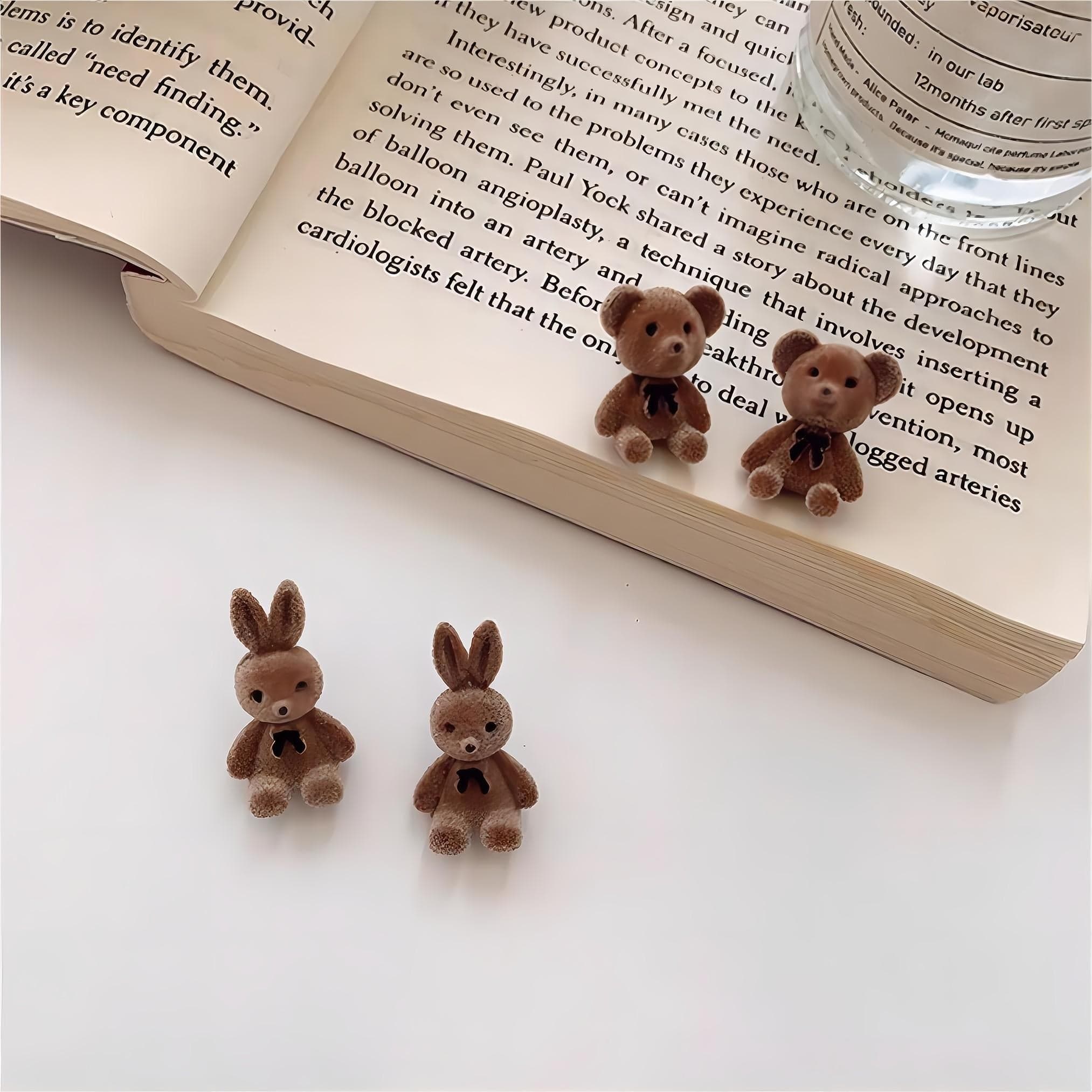 Cute Flocking Rabbit Bear Ear Studs