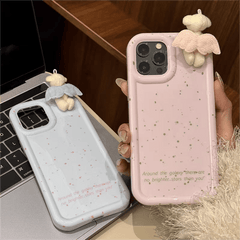 Cute Plush Angel Wings Teddy Bear iPhone Case