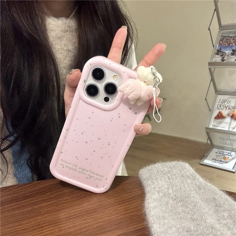 Cute Plush Angel Wings Teddy Bear iPhone Case