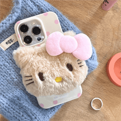 Cute Plush Hello Kitty Stand iPhone Case