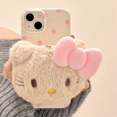 Cute Plush Hello Kitty Stand iPhone Case