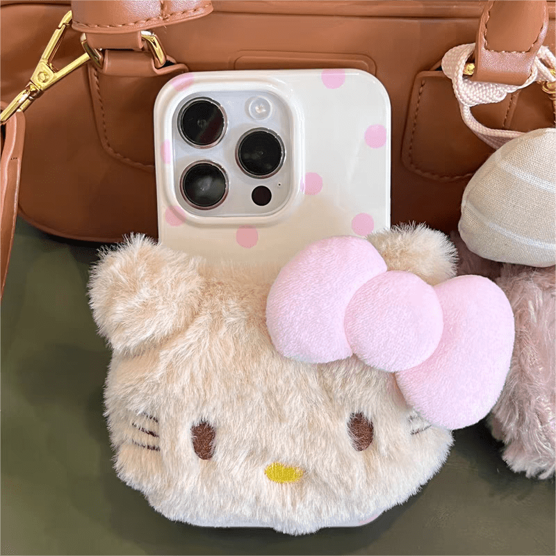 Cute Plush Hello Kitty Stand iPhone Case