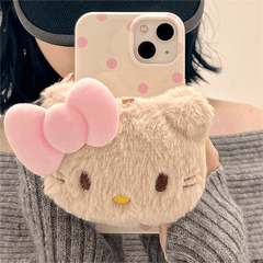 Cute Plush Hello Kitty Stand iPhone Case