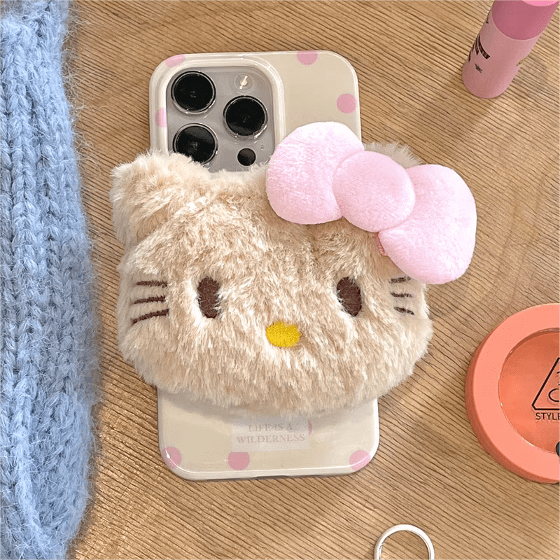 Cute Plush Hello Kitty Stand iPhone Case