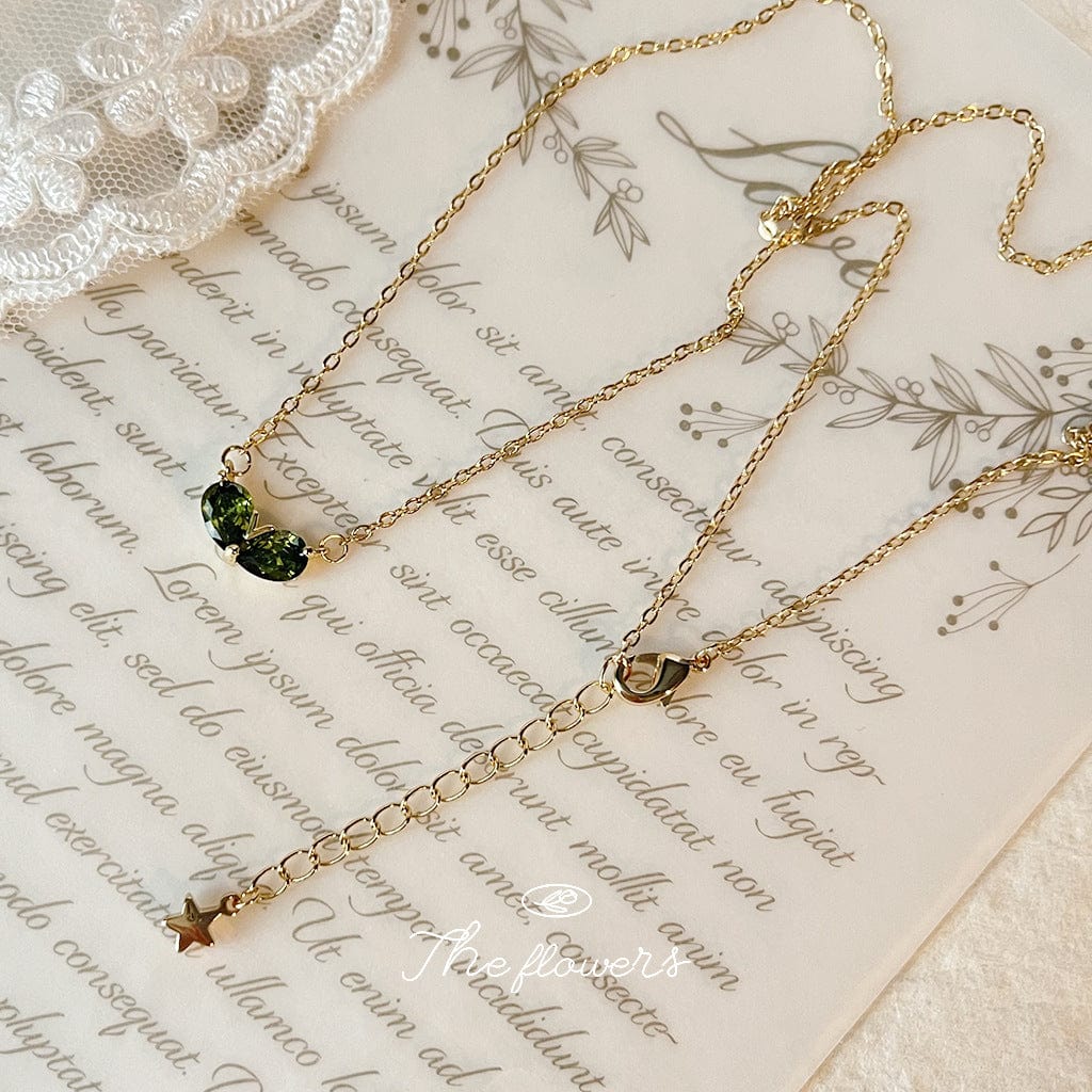 Dainty 24k Gold Plated Emerald Heart Necklace