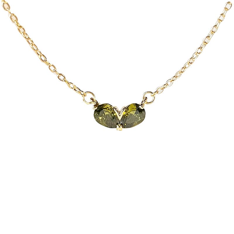 Dainty 24k Gold Plated Emerald Heart Necklace