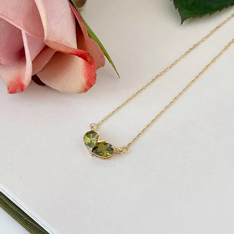 Dainty 24k Gold Plated Emerald Heart Necklace