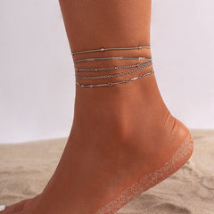 Dainty 5 Pieces Stackable Chain Anklet Set