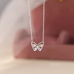 Dainty Colorful CZ Inlaid Butterfly Necklace