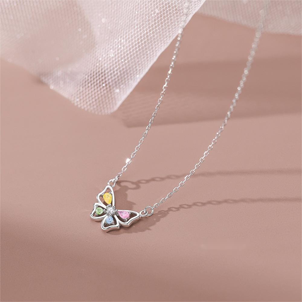 Dainty Colorful CZ Inlaid Butterfly Necklace