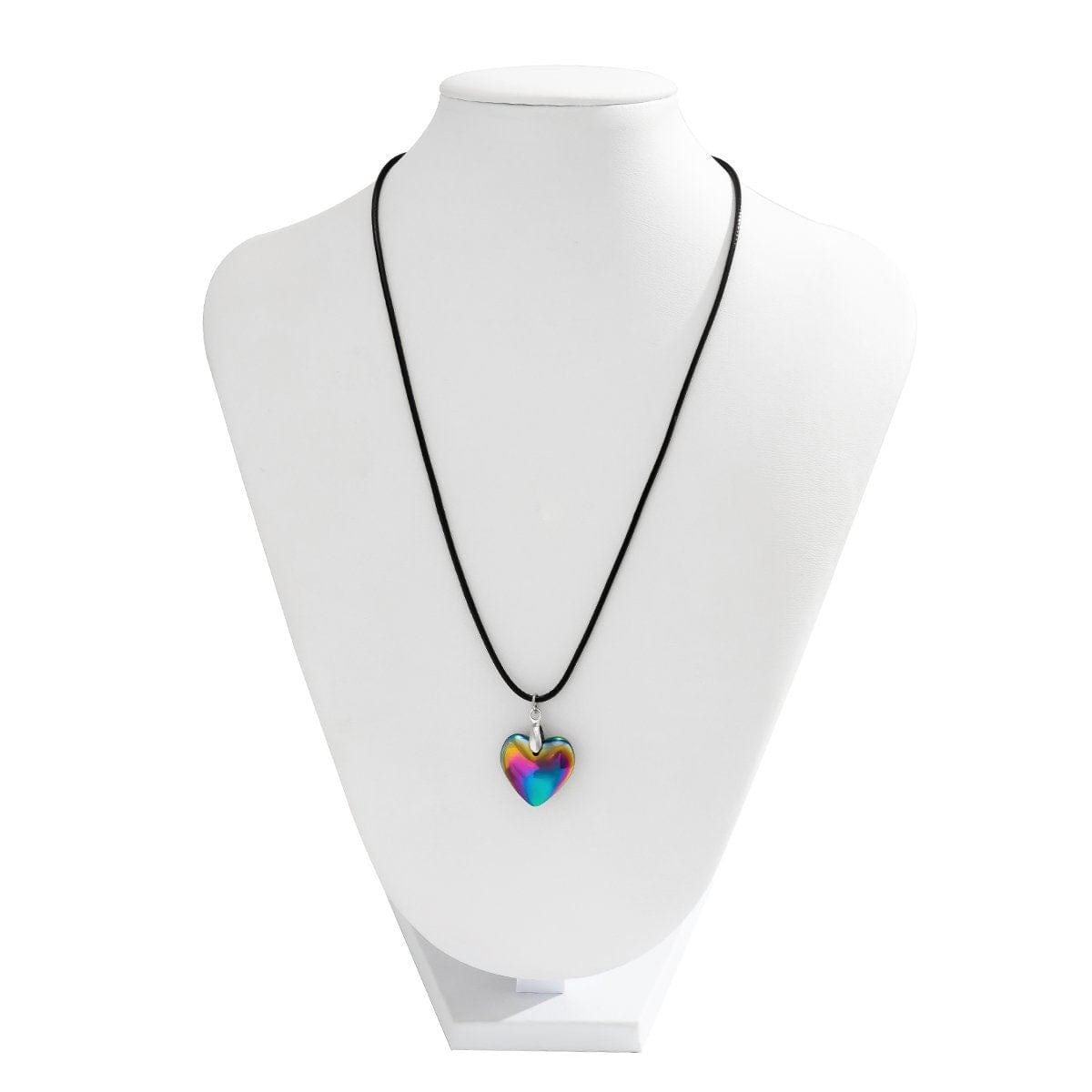 Dainty Colorful Heart Pendant Wax Cord Choker Necklace