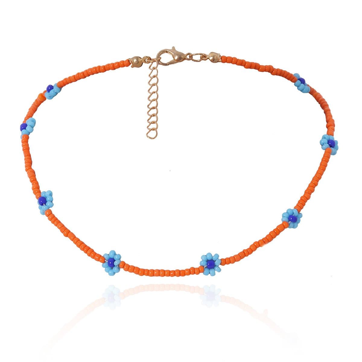 Dainty Colorful Seed Beaded Floral Choker Necklace