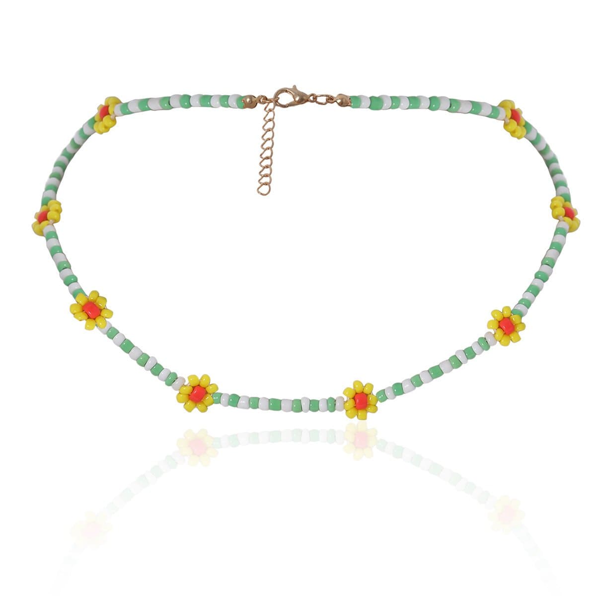 Dainty Colorful Seed Beaded Floral Choker Necklace