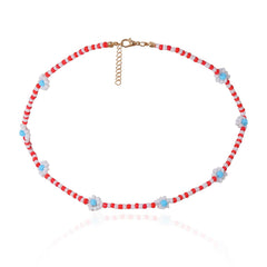 Dainty Colorful Seed Beaded Floral Choker Necklace