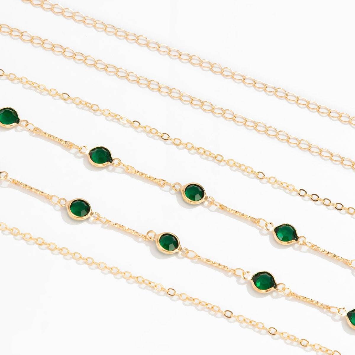 Dainty Crystal Emerald Cable Waist Chain