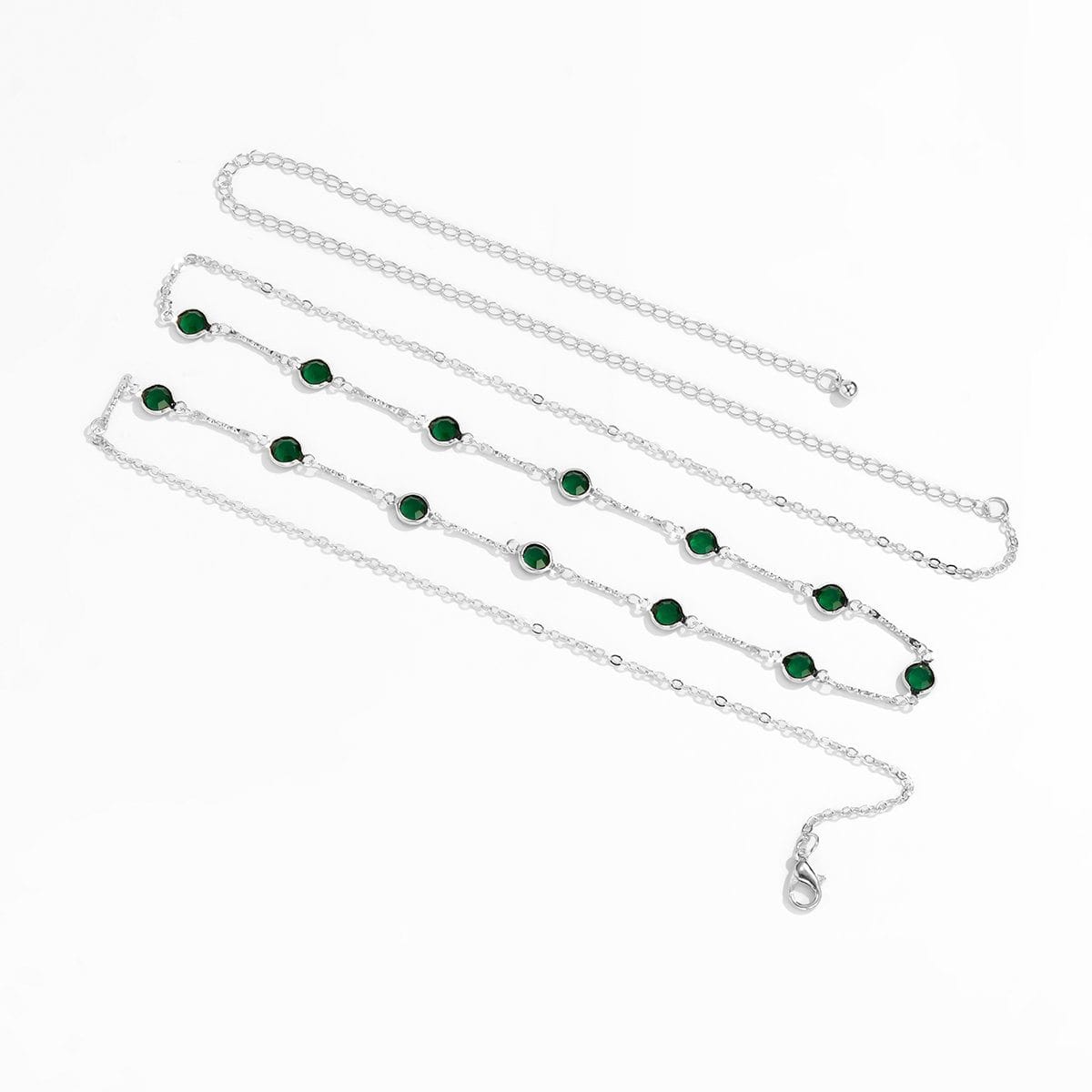 Dainty Crystal Emerald Cable Waist Chain