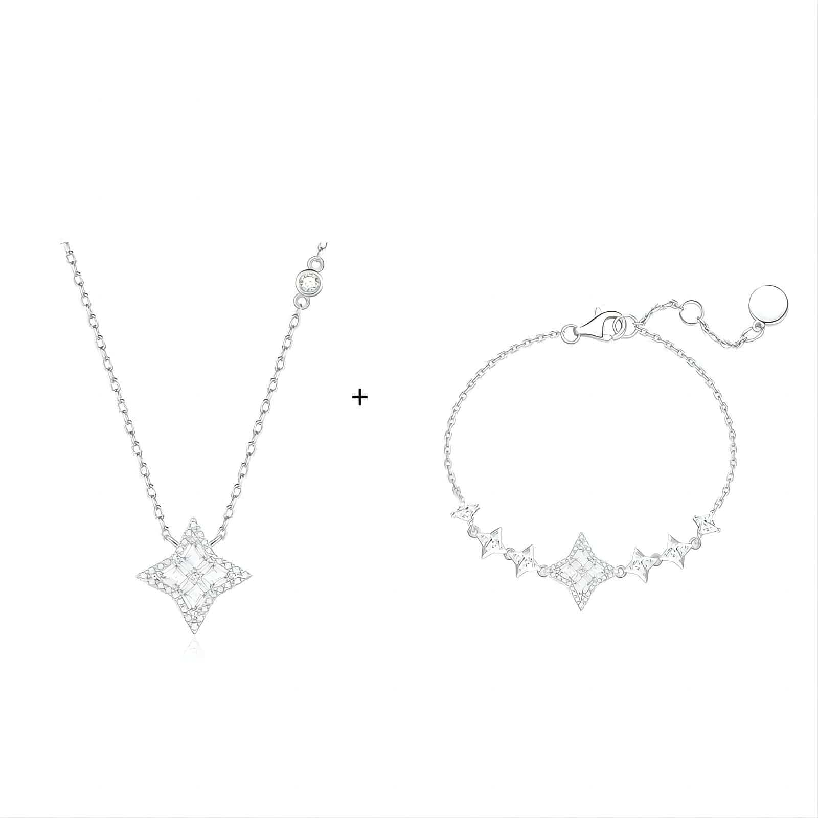 Dainty Crystal Sparkle Necklace Bracelet Set