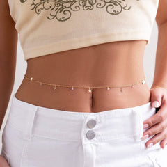 Dainty Crystal Star Tassel Belly Chain