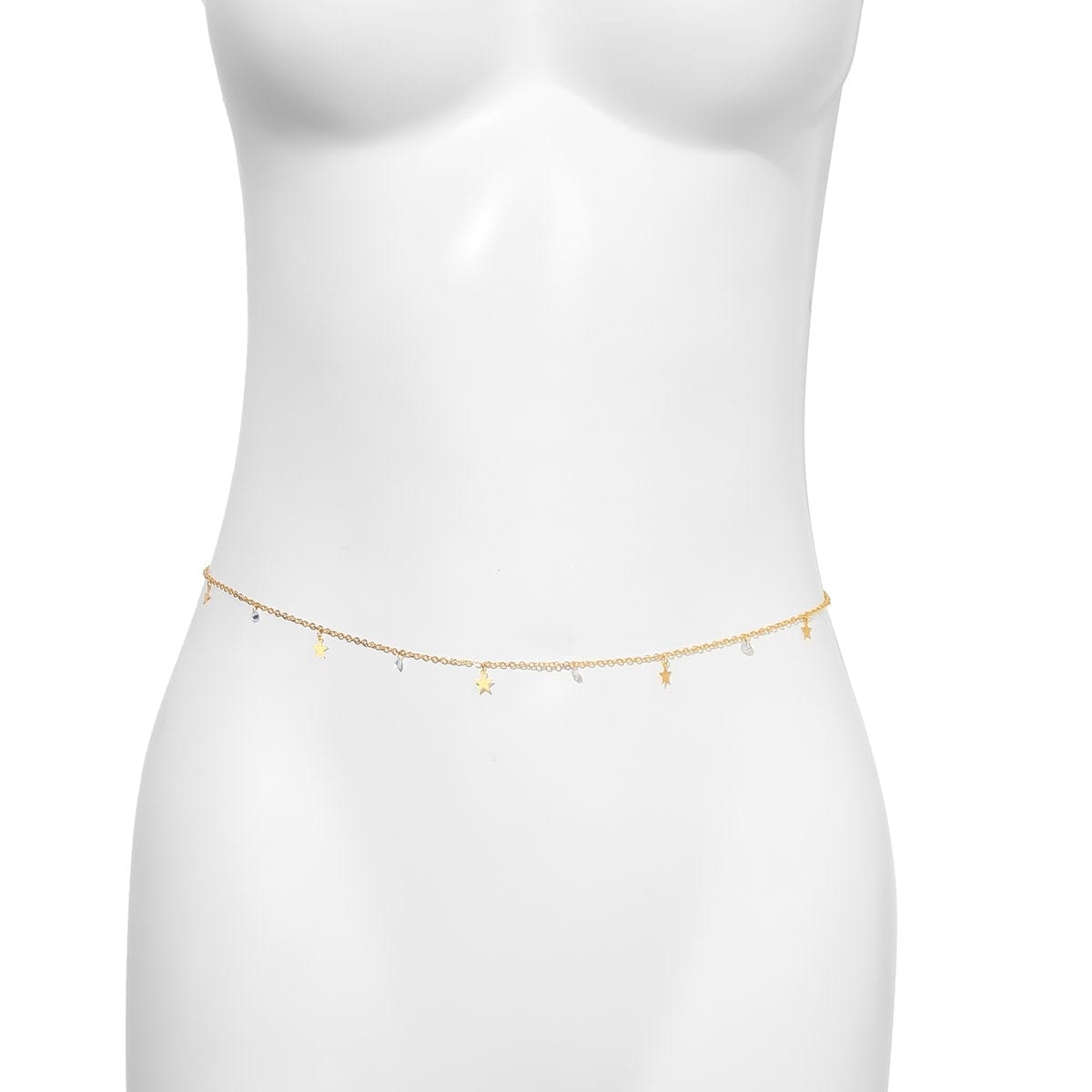 Dainty Crystal Star Tassel Belly Chain