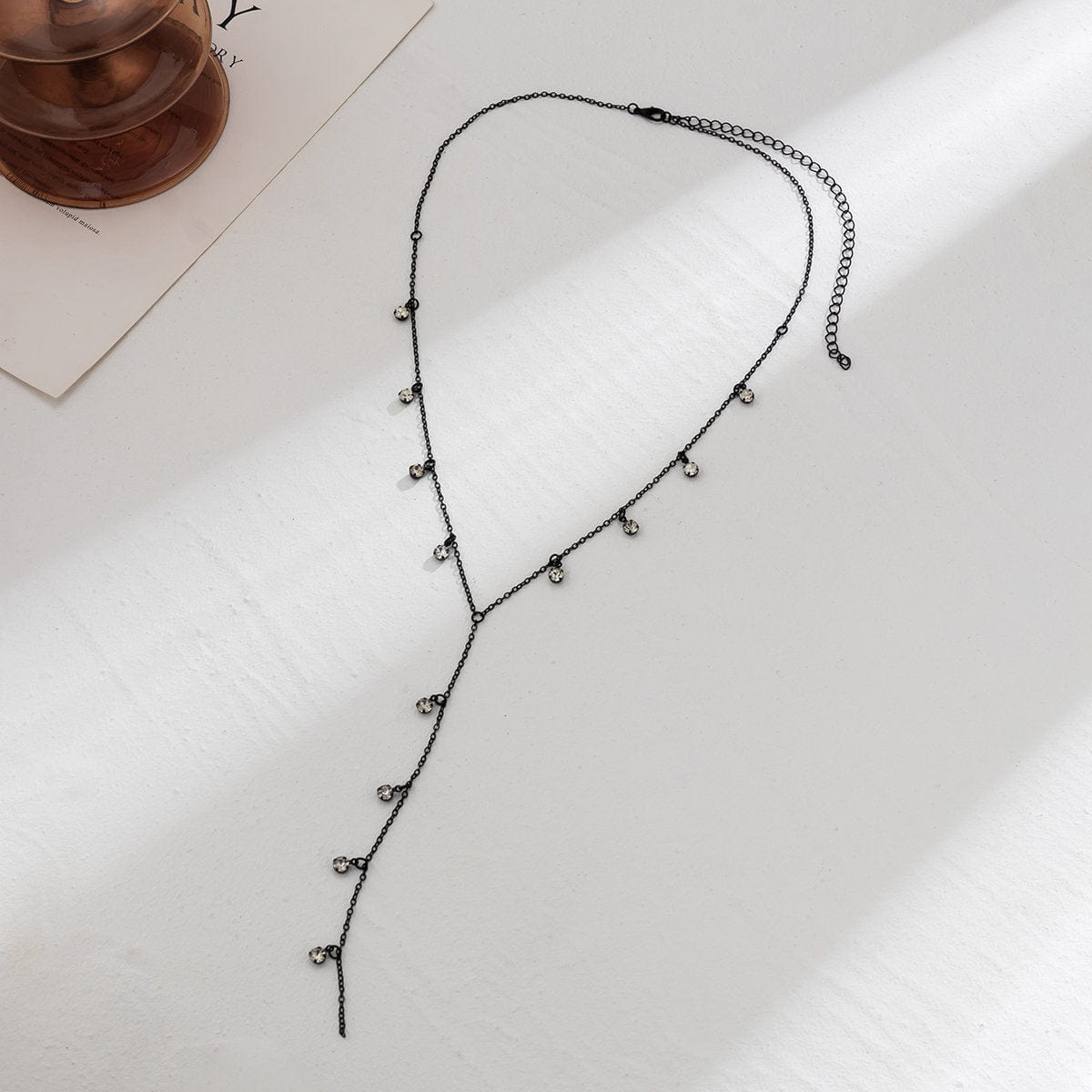 Dainty Crystal Tassel Cable Chain Y Necklace