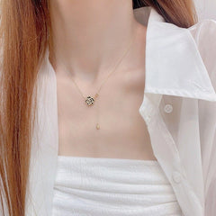 Dainty CZ Inlaid Camellia Cable Chain Necklace