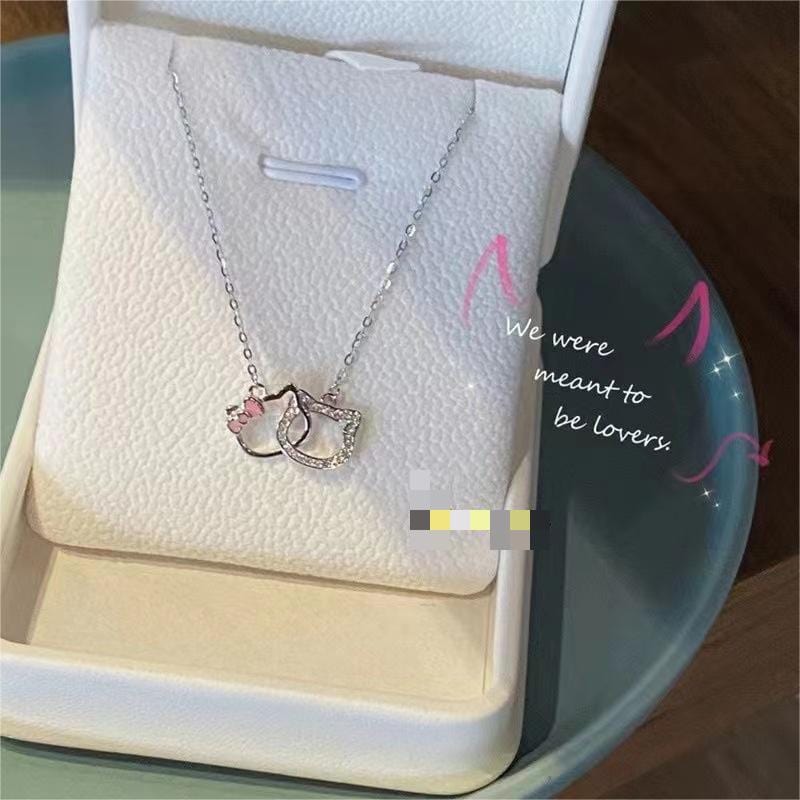 Dainty CZ Inlaid Kitty Pendant Necklace