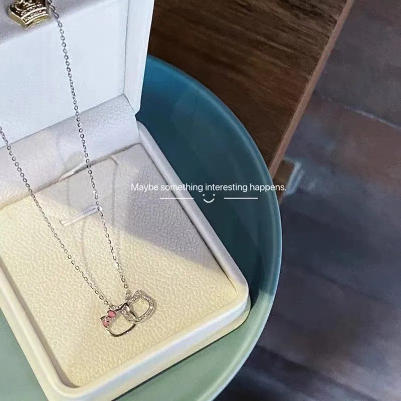 Dainty CZ Inlaid Kitty Pendant Necklace