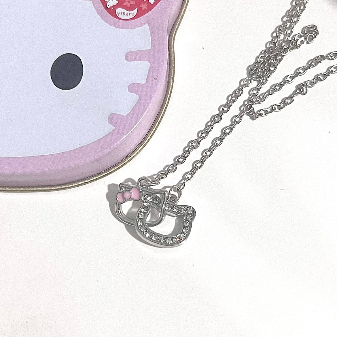 Dainty CZ Inlaid Kitty Pendant Necklace