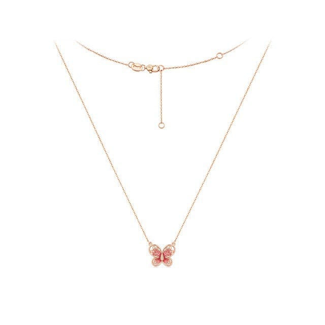 Dainty Enamel Filigree Inlay Butterfly Necklace